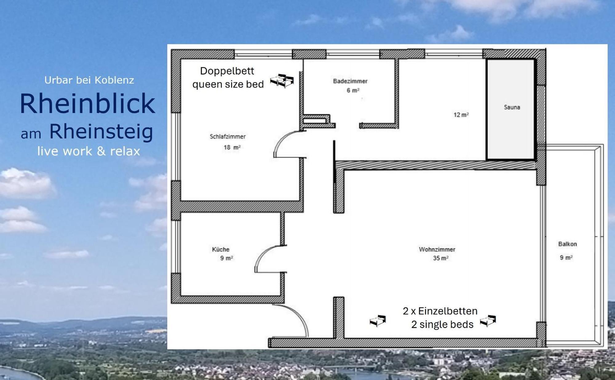 Rheinblick Am Rheinsteig Zur Festung Ehrenbreitstein Mit Balkon Und Sauna Urbar  외부 사진